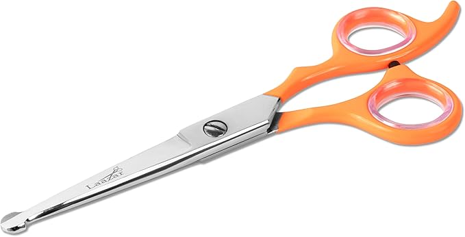 Professional Rounded Dog Scissors - Sharp Stainless Steel Blades with Colorful Handles, Safe and Easy-to-Use Pet Scissors for Long Lasting Grooming at Home