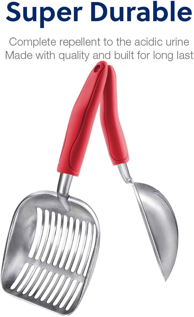 WePet Cat Litter Scoop, Aluminum Alloy Sifter, Kitty Metal Scooper, Deep Shovel, Long Handle, Poop Sifting, Kitten Pooper Lifter, Durable, Heavy Duty, for Litter Box