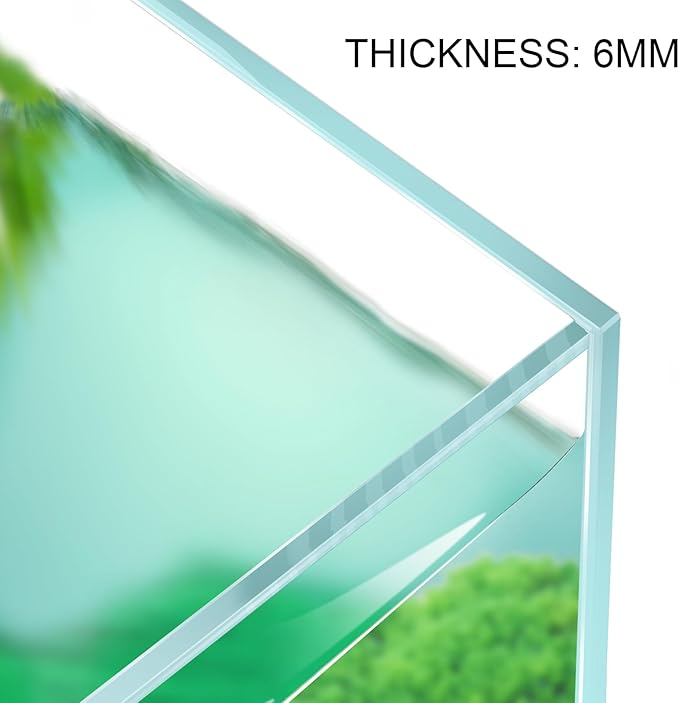 Cube Rimless Aquarium 11 Gallon, Ultra Clear Low Iron Square Fish Tank, L13.8×W13.8×H13.8 Glass Thickness 5mm with EVA Foam Leveling Mat