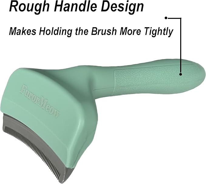 Pet Deshedding Tool with Curve Blade, Cat Grooming Brush, Tight V-shaped Teeth Shedding Comb for Cats and Dogs (Green, Small)