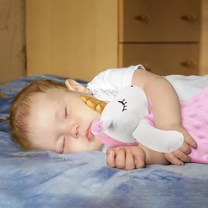 Pro Goleem Unicorn Loveys for Babies Soft Plush Pink Security Blanket for Girls Snuggle Toy Stuffed Animal Lovies for Babies Baby Girl Gifts for Newborn, Infant and Toddler, 16 Inch