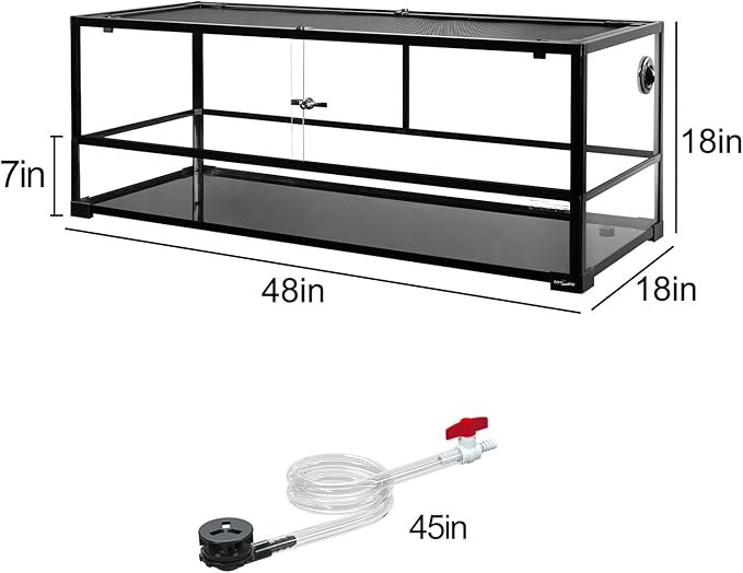 REPTIZOO 67 Gallon Large Turtle Tank Aquarium, 48"×18"×18" Tortoise Habitat Water-Land Ecological Turtle Tank with Drainage System Aquatic Aquarium