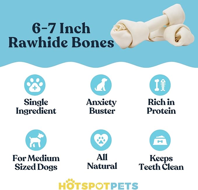 hotspot pets 20 Pack - 7 Inch USDA Certified Rawhide Dog Chews - from Grass Fed Brazilian Cows - Promotes Tooth Health and Good Behavior (20 Pack)