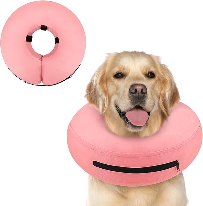 Supet Inflatable Dog Cone Collar Alternative After Surgery, Dog Neck Donut Collar Recovery E Collar to Stop Licking, Soft Pet Cone for Small Medium Large Dogs