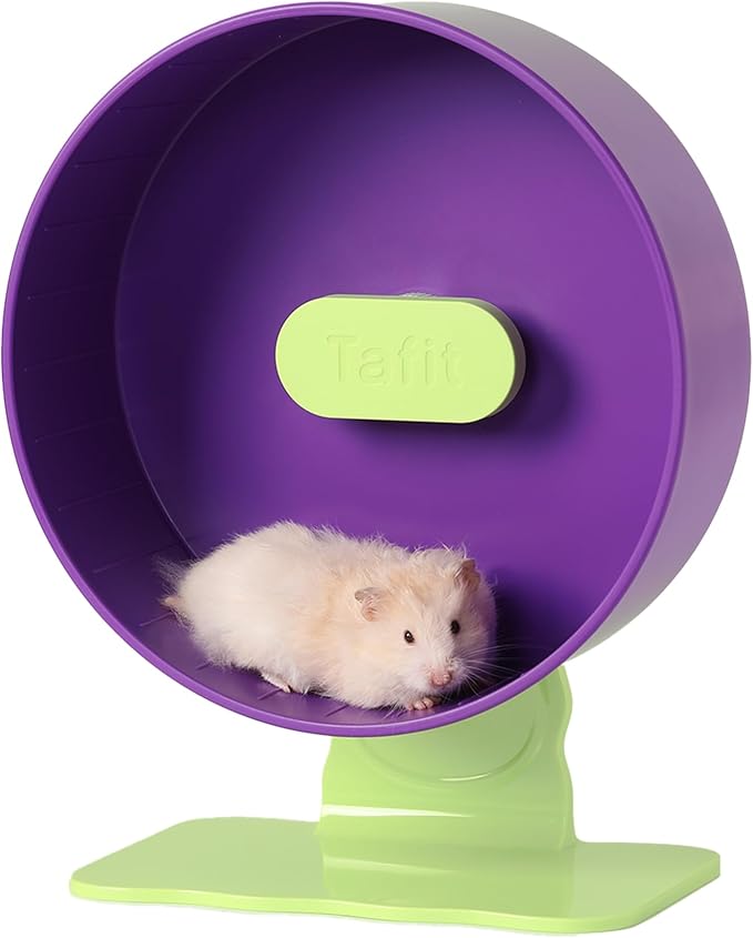 Quiet Hamster Wheel 10.2 Inch Dual-Bearings Silent Small Animals Running Exercise Wheel Height Adjustable for Syrian Hamsters, Gerbils, Rats, or Other Small Pets, Grape Purple