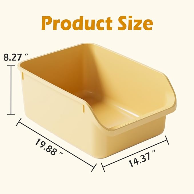 SpaceTime Large Cat Litter Box with High Sides,Cat Boxes for Indoor Cats,Cat Litter Pan for Kitty,Litter Box with Low Entry,Easy to Clean,Anti-Splashing(Grey)
