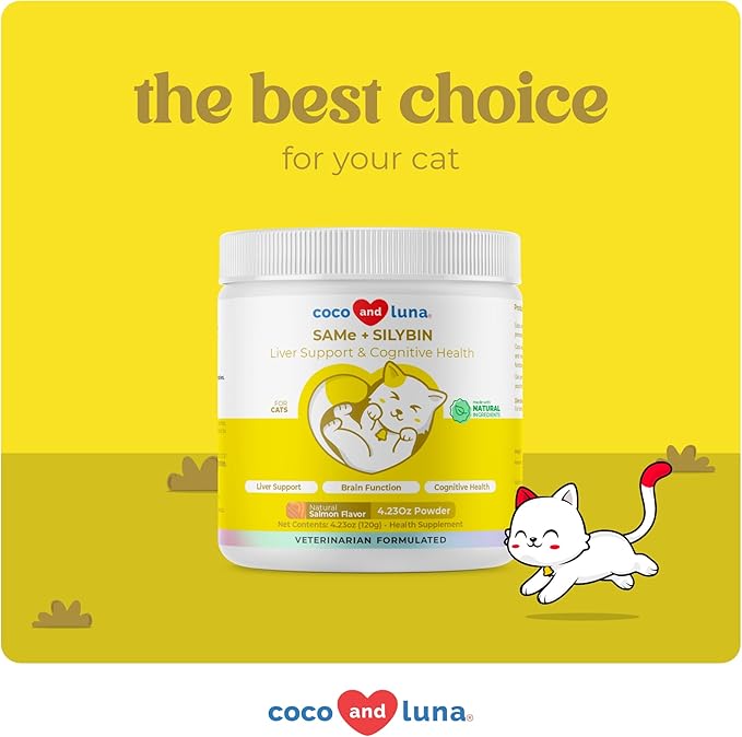 Same and Silybin for Cats - S-Adenosyl-L-Methionine - 120g Powder - Liver Supplement - Promotes Cognitive and Liver Support