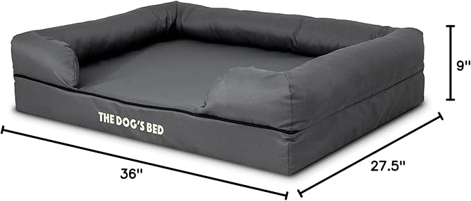The Dog’s Bed Large Grey with Black Trim 36x27, Waterproof, Veterinary Grade Memory Foam, Pain Relief: Arthritis, Hip & Elbow Dysplasia, Post Surgery, Supportive, Washable Cover, Veterinary-Approved