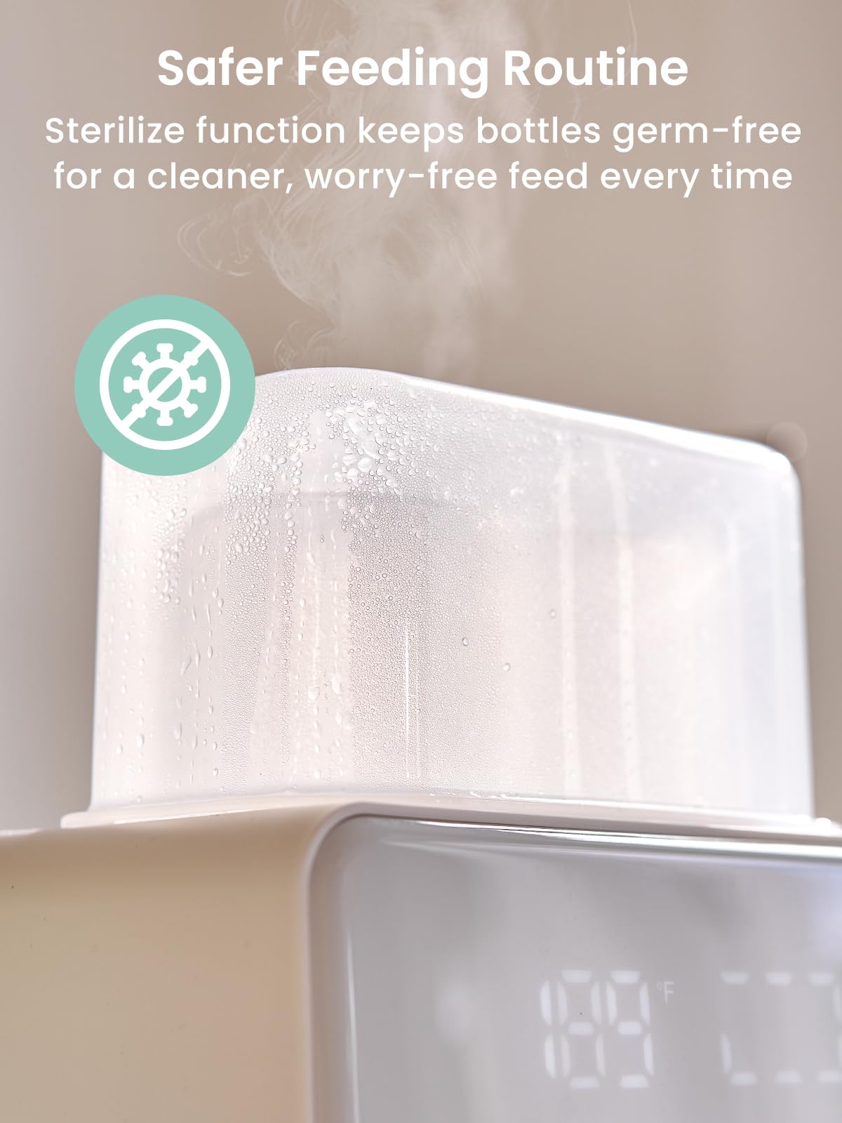 Baby Bottle Warmer, Grownsy 8-in-1 Fast Milk Warmer with Timer Breastmilk or Formula, Fits 2 Bottles, Accurate Temperature Control, with Defrost, Sterili-zing, Keep, Heat Baby Food Jars Function