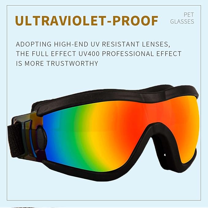 Medium Dog Sunglasses with Adjustable Strap UV Protection, Winproof Puppy Sunglasses, Suitable for Dogs Eyes Protection，Soft Dog Goggles