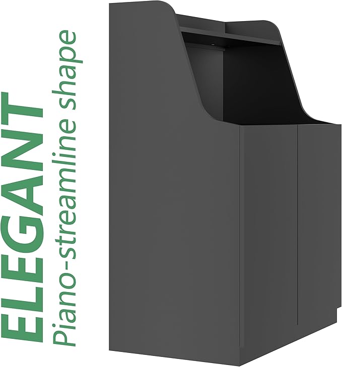 Large/Tall Litter Box Enclosure, Modern Wooden Litter Box Furniture for XL Litterbox with Open Shelf as Sideboard Cabinet (Black)