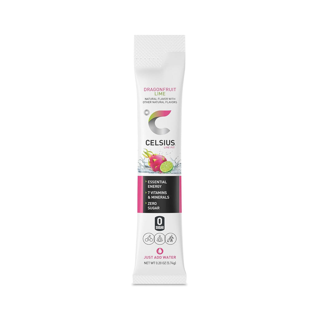 CELSIUS® On-The-Go Powder Sticks Dragonfruit Lime, Essential Energy 2.8 Oz