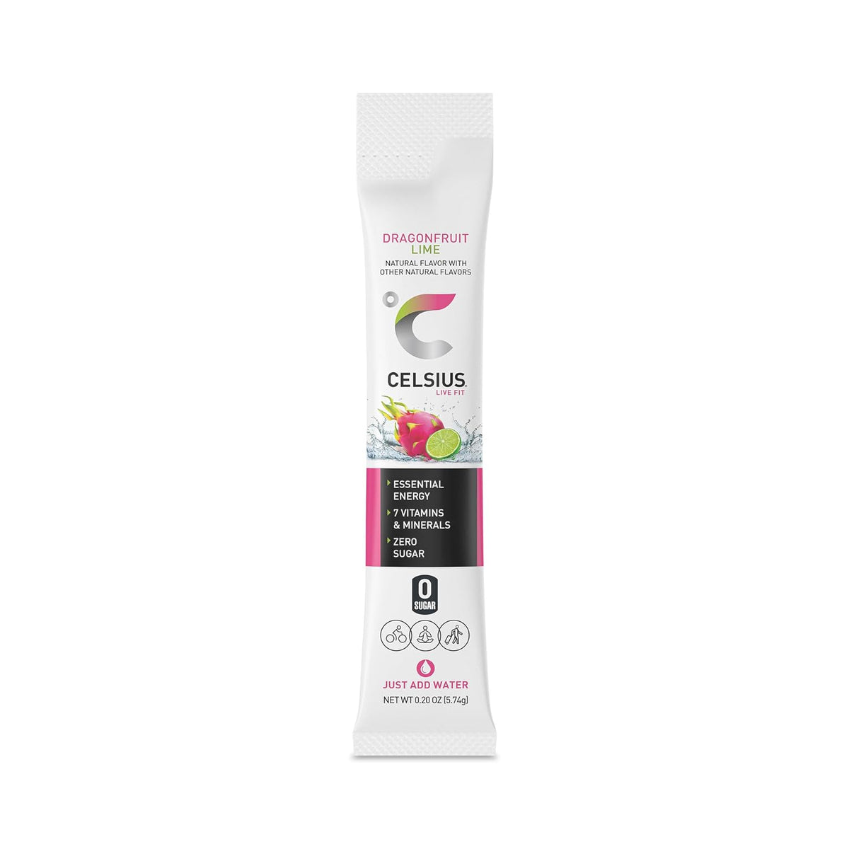 CELSIUS® On-The-Go Powder Sticks Dragonfruit Lime, Essential Energy 2.8 Oz