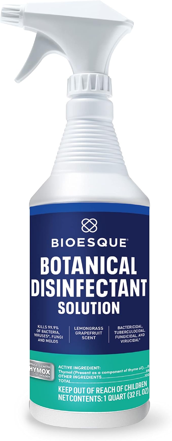 Bioesque Botanical Disinfectant Solution, Heavy Duty Broad-Spectrum Disinfectant, Kills 99.9% of Bacteria, Viruses*, Fungi, & Molds, 32 Fluid Ounce (Pack of 1)