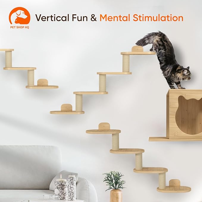 Wall-Mounted Cat Furniture for Climbing - Indoor Wooden Floating Shelves, Perches, Hammock, Bed, Bridges, Walkways - Different Models