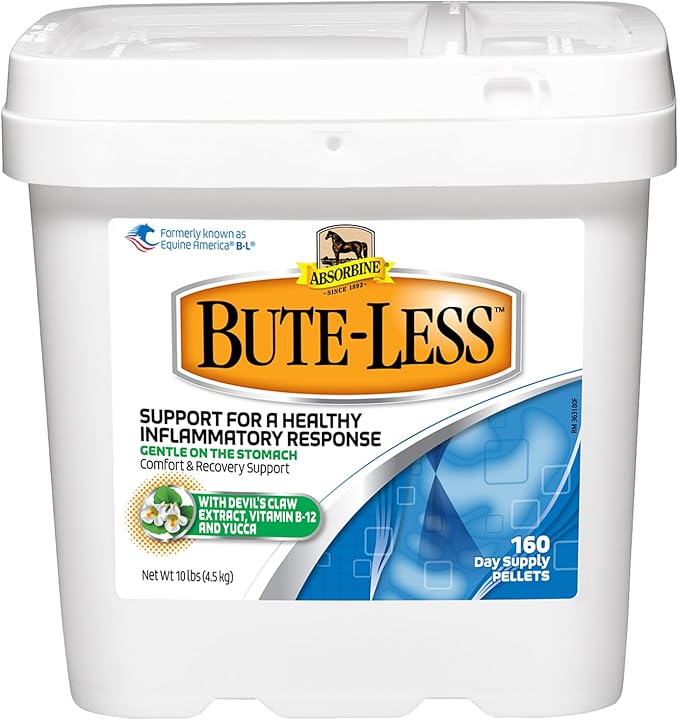 Absorbine Bute-Less Comfort & Recovery Support Supplement, Provides Long-Term Comfort, Gentle on Stomach, Includes Devil’s Claw, Vitamin B-12, Yucca, 10 lb / 160 Day Supply