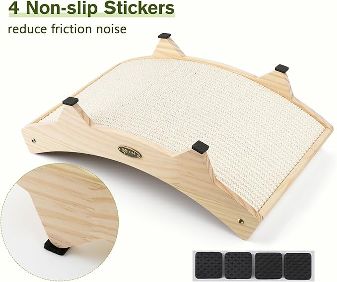 Cat Scratchers for Indoor Cats, Double-Sided Cat Scratcher with Natural Sisal, Scratch Pad for Scratcher Lounge, Durable Solid Wooden Structure