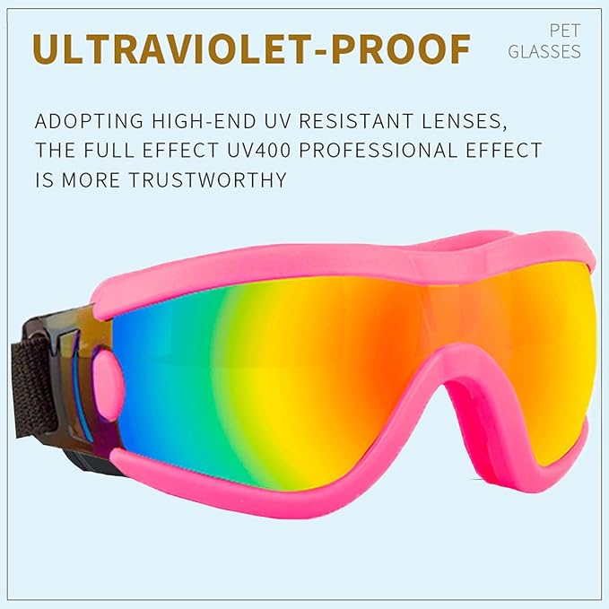Medium Dog Sunglasses with Adjustable Strap UV Protection, Winproof Puppy Sunglasses, Suitable for Dogs Eyes Protection，Soft Dog Goggles
