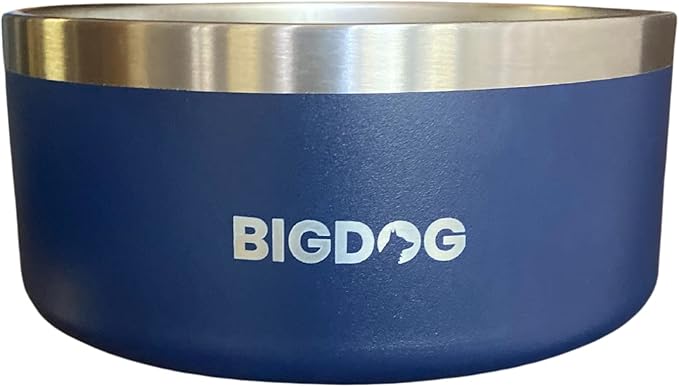 BigDog Bowl, Heavy Duty, Stainless Steel, Non Slip, Large Capacity, for Big Tall Dogs, Holds 64 ozs, Blue