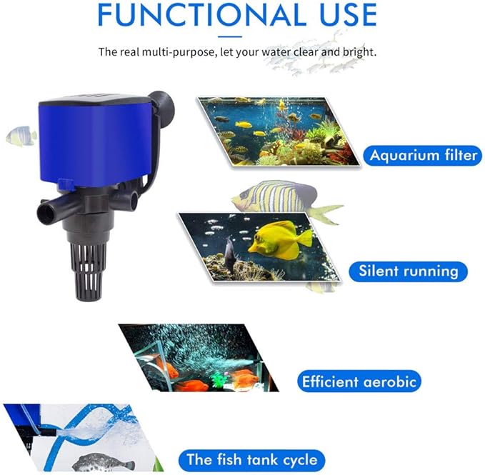 Water Pump 475 GPH Submersible Internal Aquarium Powerhead Water Pump Ultra Quiet for Aquarium,Fish Tank -4 Pack