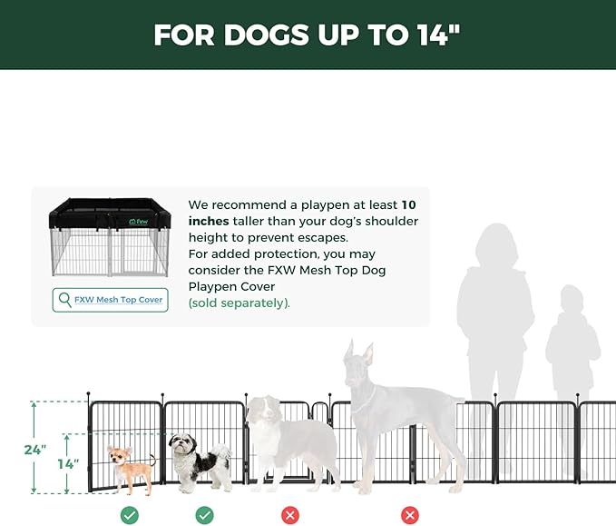 FXW Rollick Unleashed Dog Playpen for Indoor, Yard, RV Camping, 24 inch 6 Panels for Small and Puppy Dogs│Patented