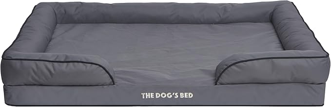 The Dog’s Bed, Orthopedic Standard Foam Waterproof Dog Bed with Standard Support, XXL Grey with Black Trim, Waterproof, Supportive Dog Bed with Replaceable Covers, Veterinary Approved