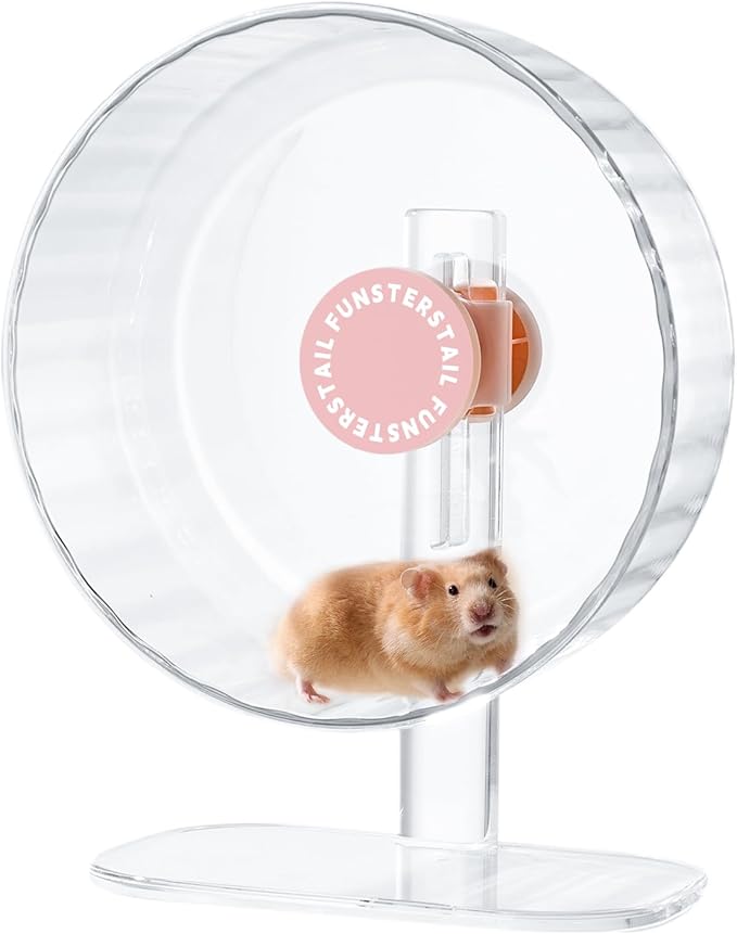 Super Silent Hamster Wheel 8.7 Inch, Magnetic Large Rat Wheel for Chinchilla, Gerbil, Guinea Pig, Cat, Mouse, Sugar Glider and Dwarf, Syrian Hamster Accessories (Peach Pink)