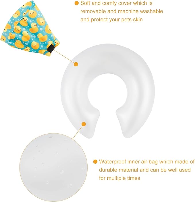 CuteBone Inflatable Dog Cone with Removable Soft Fleece Covers for Small/Medium/Large Dogs and Cats Neck Donut Collar After Surgery GWB04L