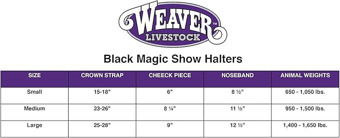 Weaver Livestock Leather Magic Show Cattle Halter, Adjustable, Modern Style Cow Calf Halter, Livestock Handling Equipment for Showing, Black