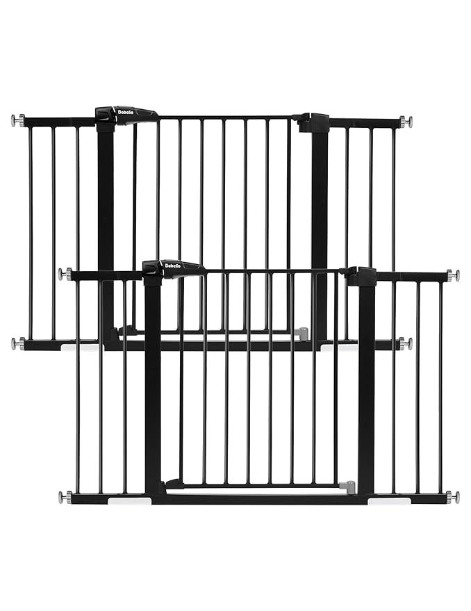 Babelio Baby Gate for Doorways and Stairs, 29-48" Auto Close Dog Gate, Easy-Install Pressure Mounted Satey Door, No Drilling Safety Gate for Child and Pets, 2 Pack, Black