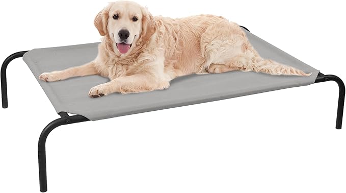 PHYEX Elevated Dog Bed for Large Dogs, Raised Dog Bed with Breathable Mesh, Non Slip, Easy to Clean, 50.5 Inches, Grey