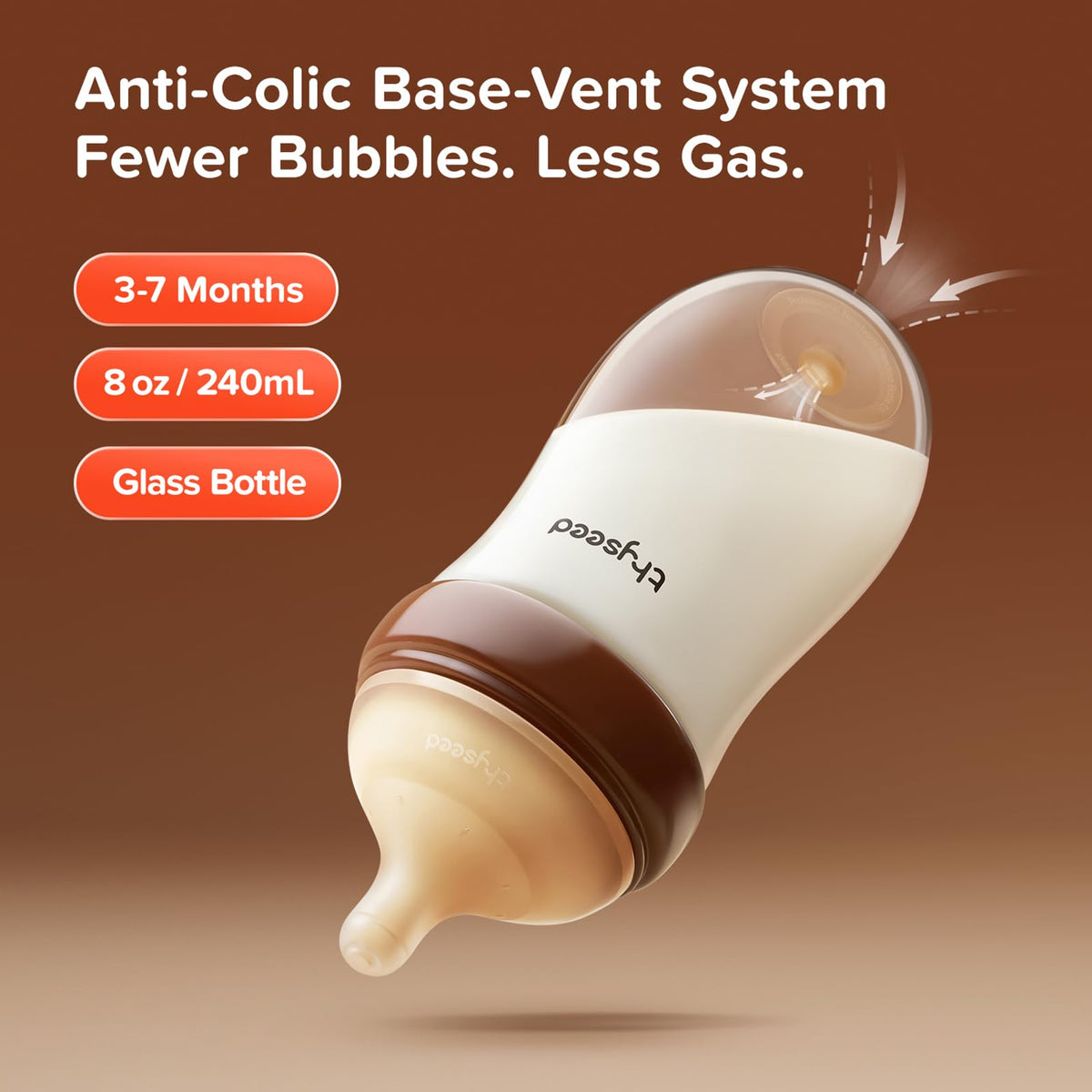 Thyseed Anti-Colic Glass Baby Bottle for Breastfed Infants, Natural Feeding, Breast-Like Newborn Extra Slow Flow Nipple (0m+), 5 oz, 1 Pack