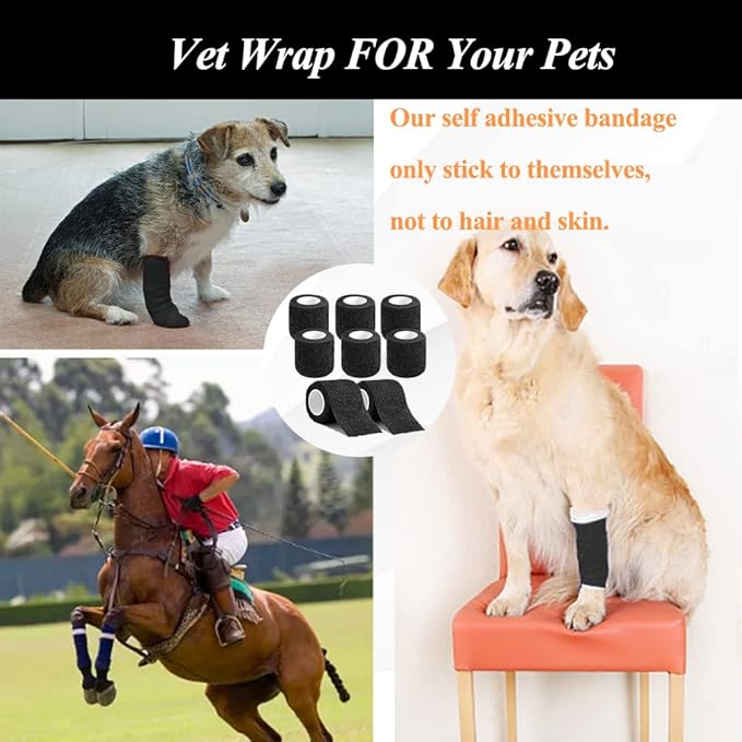 Self Adhesive Bandage Wrap,2 Inch Blue Breathable Elastic Cohesive Bandages, Vet Wrap Sports Tape Bulk for First Aid Supplies, Wrist Sprains Protection
