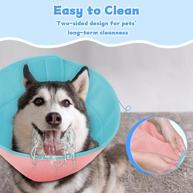 Dog Cone Soft Recovery Collars & Cones After Surgery for Medium Large Dogs, Comfy Ecollars to Stop Licking, Adjustable, Dog Ecollars for Recovery Fabric: Soft Comfort, Ecollars of Shame Alternatives