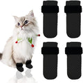 4 PCS Cat Mittens to Prevent Scratching,Mesh Breathable Cat Shoes,Adjustable Cats Anti Scratch Gloves,Suitable for Cats When Bathing and Nail Trimming(M,Black)