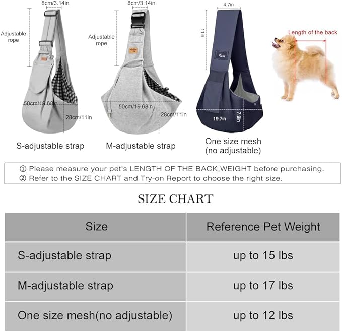 CUBY Dog and Cat Sling Carrier, Hands Free Reversible Pet Papoose Bag, Soft Pouch Adjustable, Suitable for Puppy Cats for Outdoor Travel (Pink, M-Adjustable Strap)