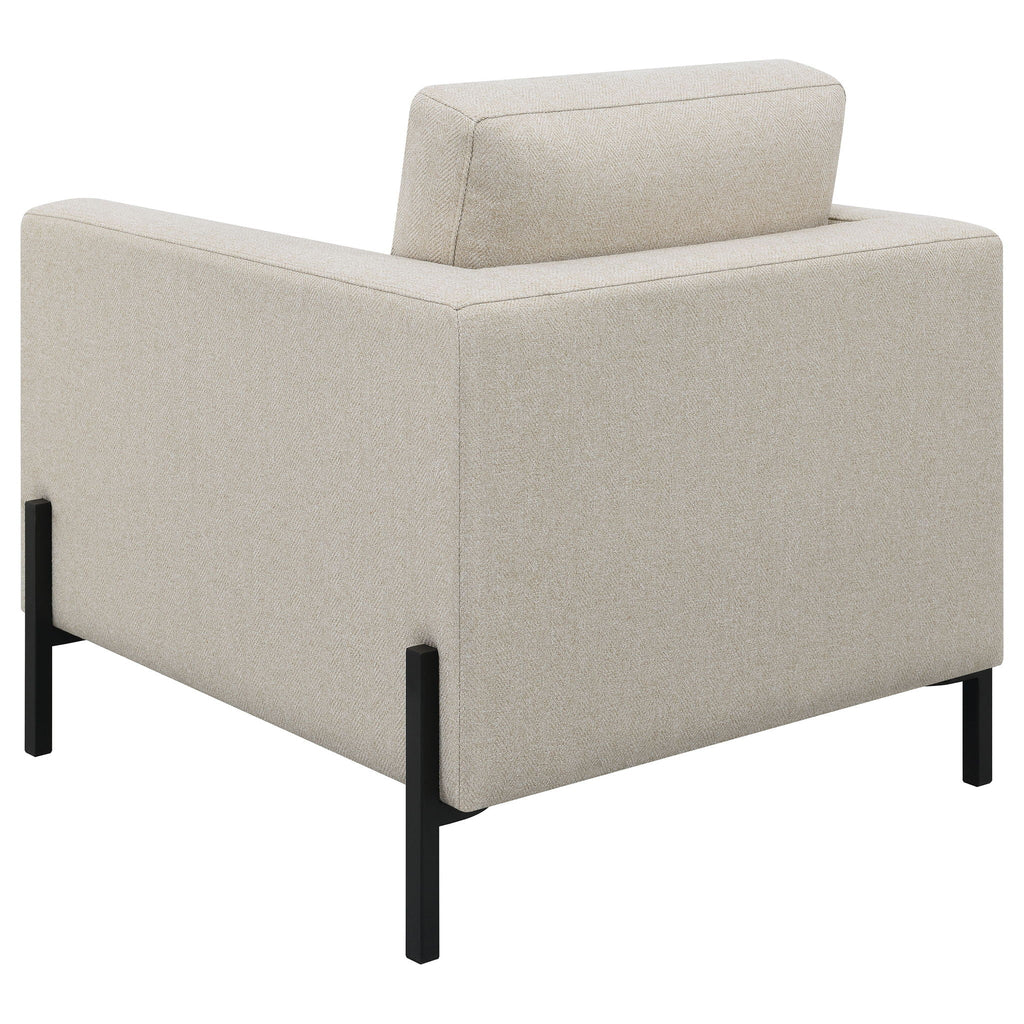 Schwan - Upholstered Track Arm Accent Chair - Oatmeal