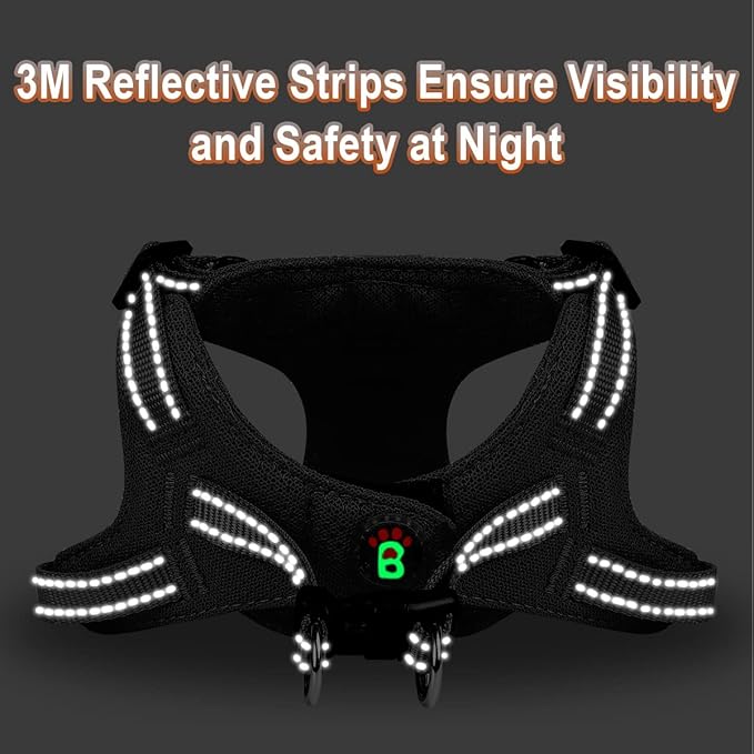 Dog Harness Step in Dog Vest Harness, Reflective Adjustable Puppy No Pull Harness Breathable Soft for Small and Medium Dogs Cats, Black, S