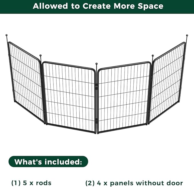 FXW Rollick Unleashed Dog Playpen for Indoor, Yard, RV Camping, 40 inch 4 Panels for Medium and Large Dogs, Black│Patented