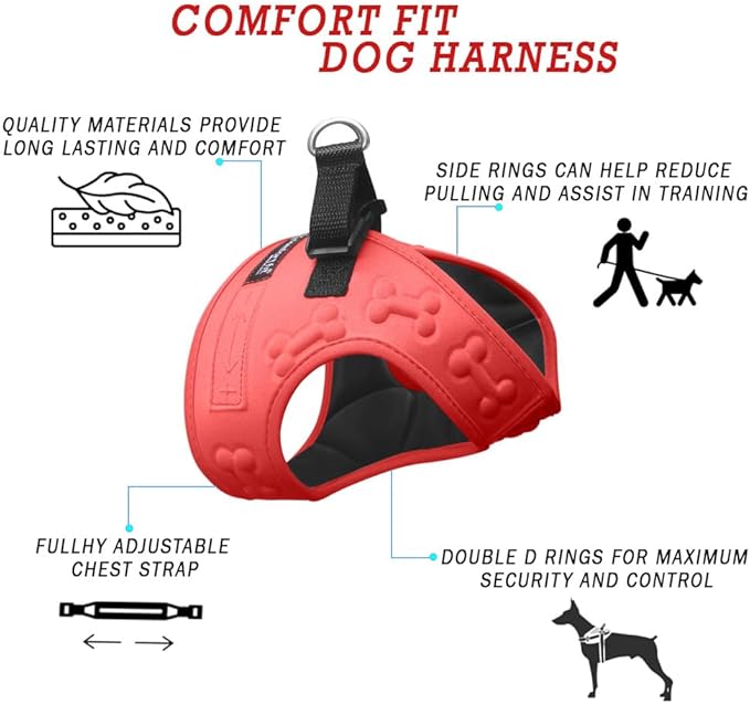 Comfort fit All Weather Step-in Dog Harness - Adjustable Small Dog Harness Medium Sized Dogs - Soft Padded Easy Walk Dog Vest Harnesses