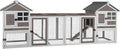 Aivituvin Large Rabbit Hutch Indoor Bunny Cage Outdoor with Run Chicken Coop Guinea Pig House with Waterproof Asphalt Roof,No Leakage Pull Out Tray (103.2" L x 25.2" W x 36.2" H,Brown-2 Sets)
