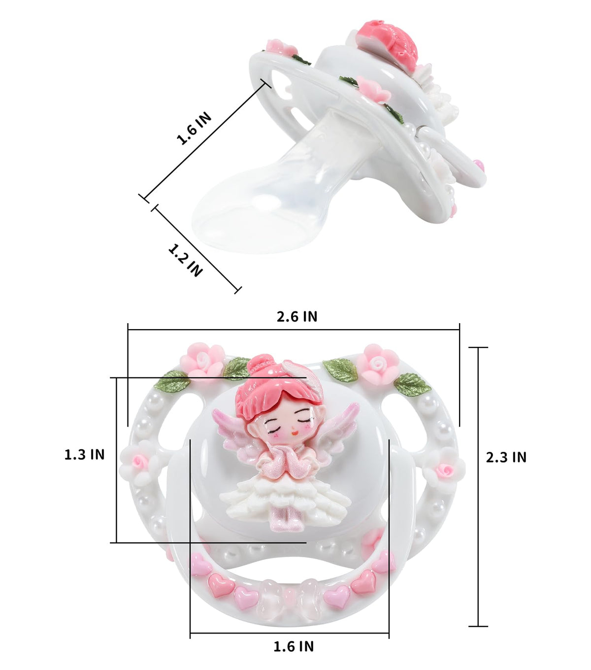 CutiePlusU Large Size Pacifier DIY Handmade Big Shield- White
