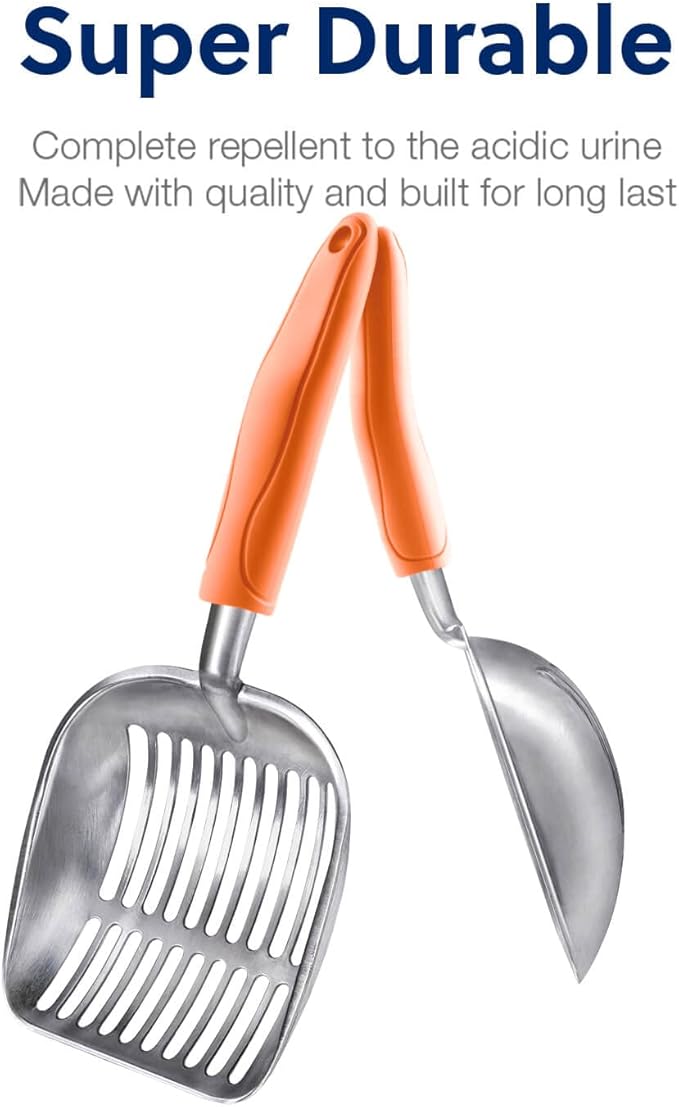 WePet Cat Litter Scoop, Aluminum Alloy Sifter, Kitty Metal Scooper, Deep Shovel, Long Handle, Poop Sifting, Kitten Pooper Lifter, Durable, Heavy Duty, for Litter Box