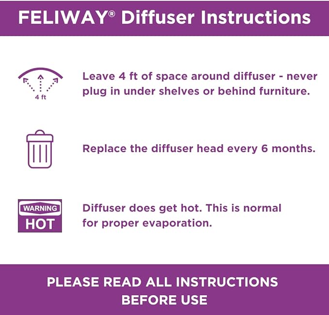 FELIWAY® Classic 6 x 30 Day Cat Calming Refills for Pheromone Diffuser, 6 x 48ml Value Pack - Helps Reduce Common Signs of Stress in Cats & Kittens, Enhanced Calming