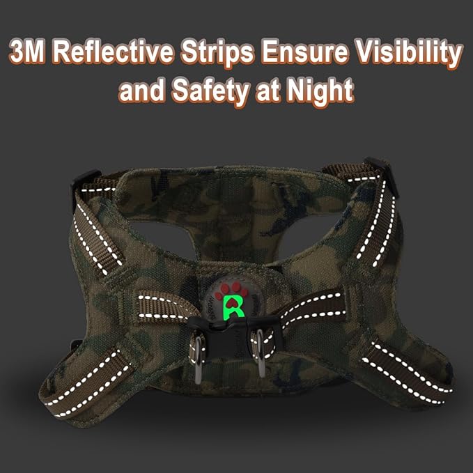 Dog Harness Step in Dog Vest Harness, Reflective Adjustable Puppy No Pull Harness Breathable Soft for Small and Medium Dogs Cats, Camo, XXS