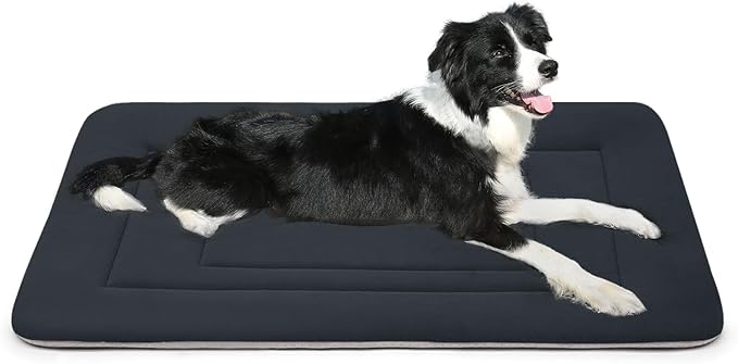 JoicyCo Soft Dog Bed Crate Pad Mat, 36 in Non-Slip Bottom Washable for Medium and Large Dogs, Pet Mattress Kennel Pad, Dark Gray