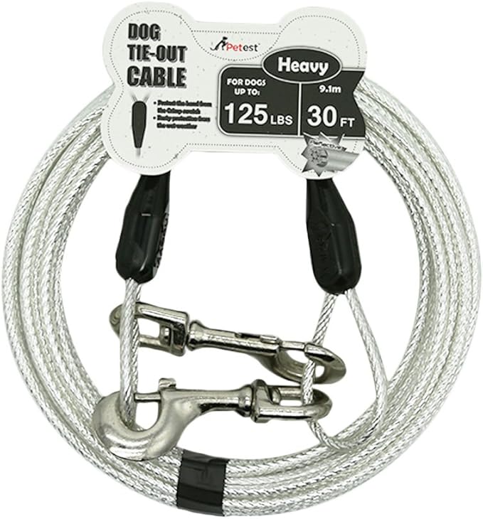 Petest 30ft Reflective Tie-Out Cable for Heavy Dogs Up to 125 Pounds
