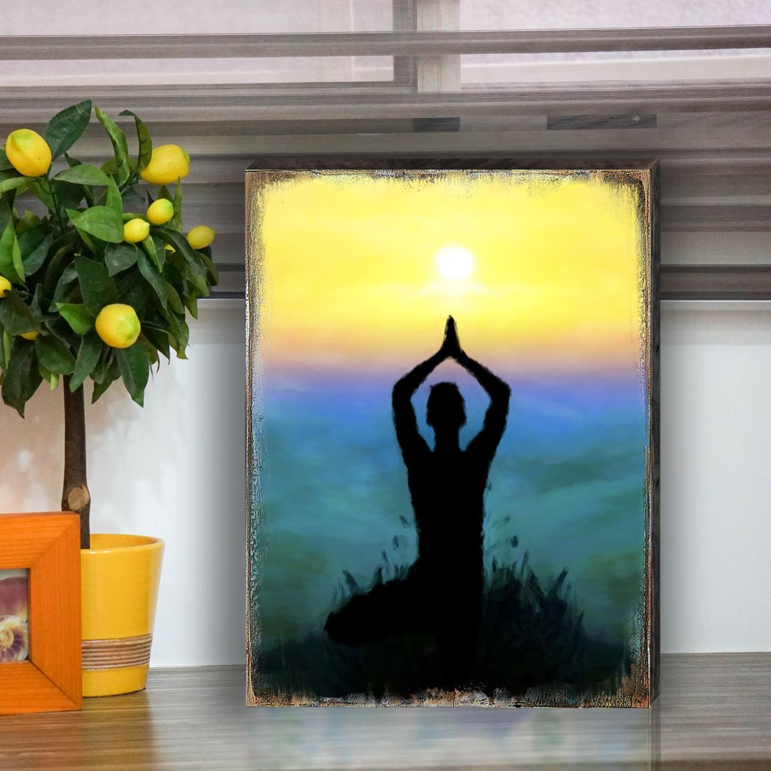 Yoga Art Wooden Wall Art by Nature Wonders - Nature Health Decor - 98435B