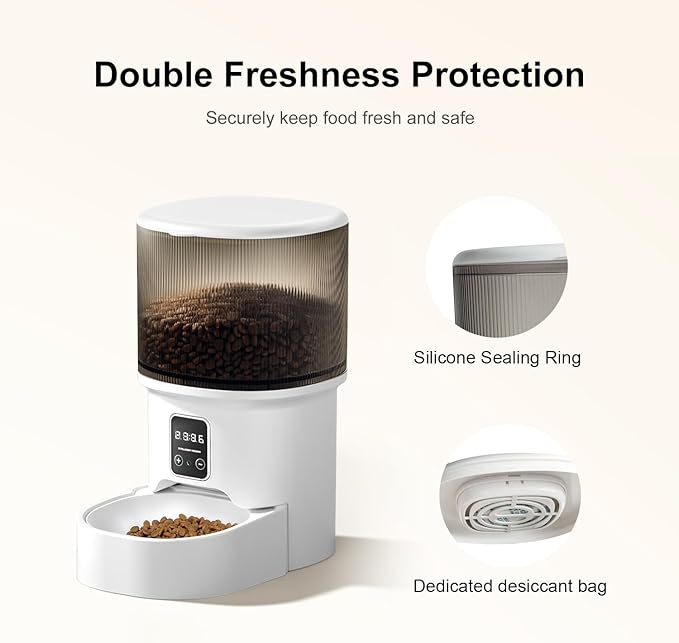 Darlipet Automatic cat Feeder,4L Auto cat Feeder,Programmable Meal & Portions,Freshness Protection, Automatic Cat Food Dispenser for Cats & Dogs, Back-up Battery, Easy to Set up & Clean