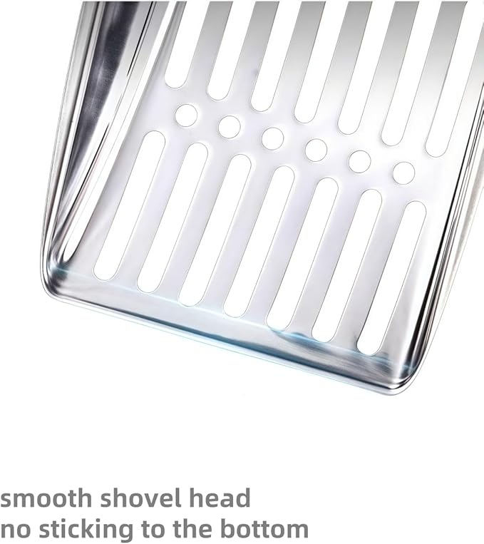 Cat Litter Scoop,Poop Sifting for Litter Box,Aluminum Alloy Sifter,Durable Kitty Metal Scooper with Long Handle Deep Shovel